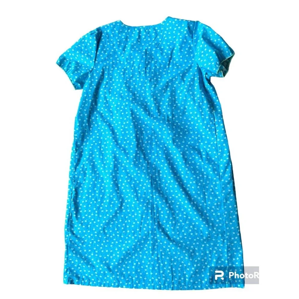 VTG KMart Nightgown Patio Dress Duster Larg Muumuu  Blue Floral House Dr… - Picture 9 of 12